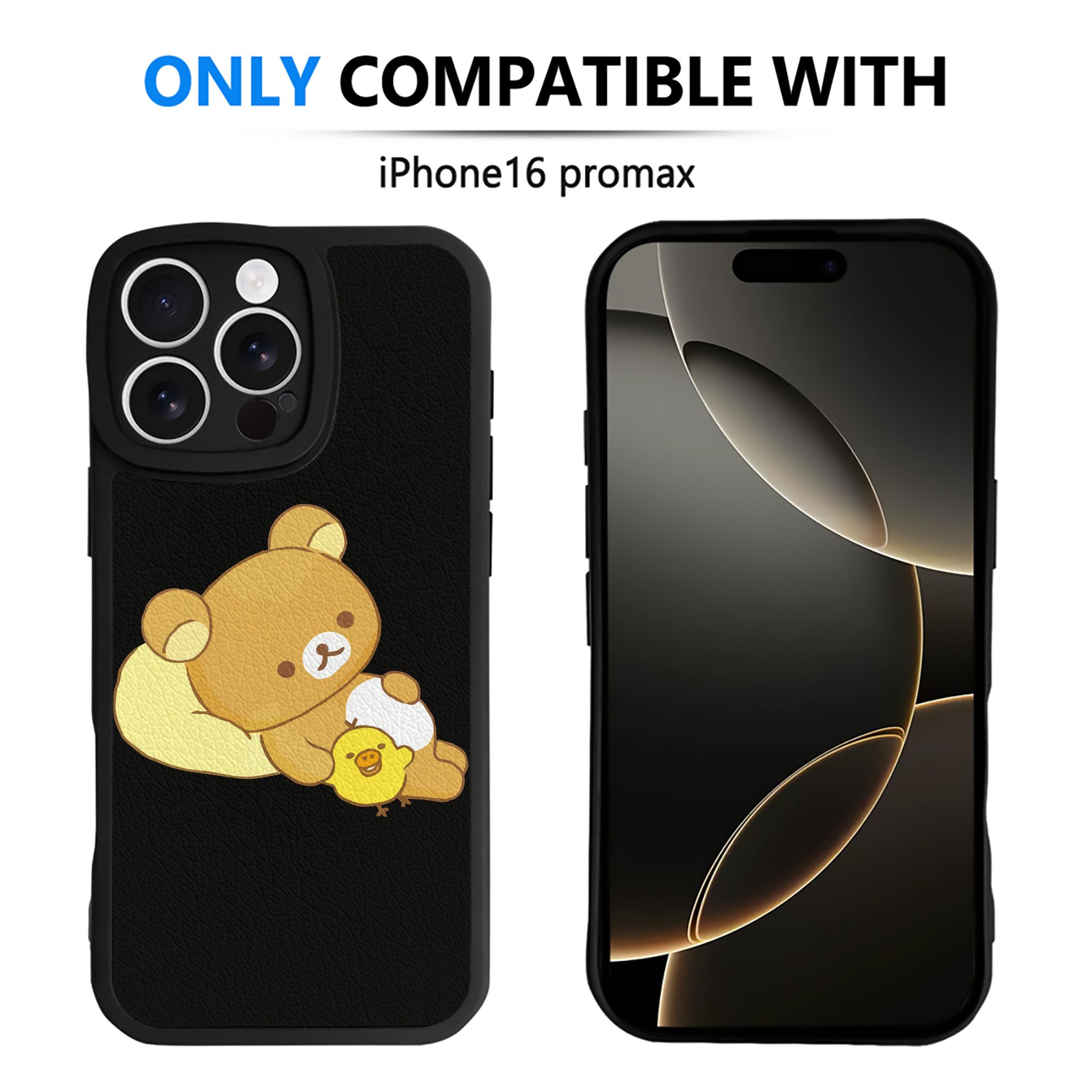 （画像用） リラックマ リラックマ キイロイトリ Rilakkuma Korilakkuma Kiiroitori 【iPhone 16シリーズ対応】シリコンスマホケース（レザー調） 材質：シリコン